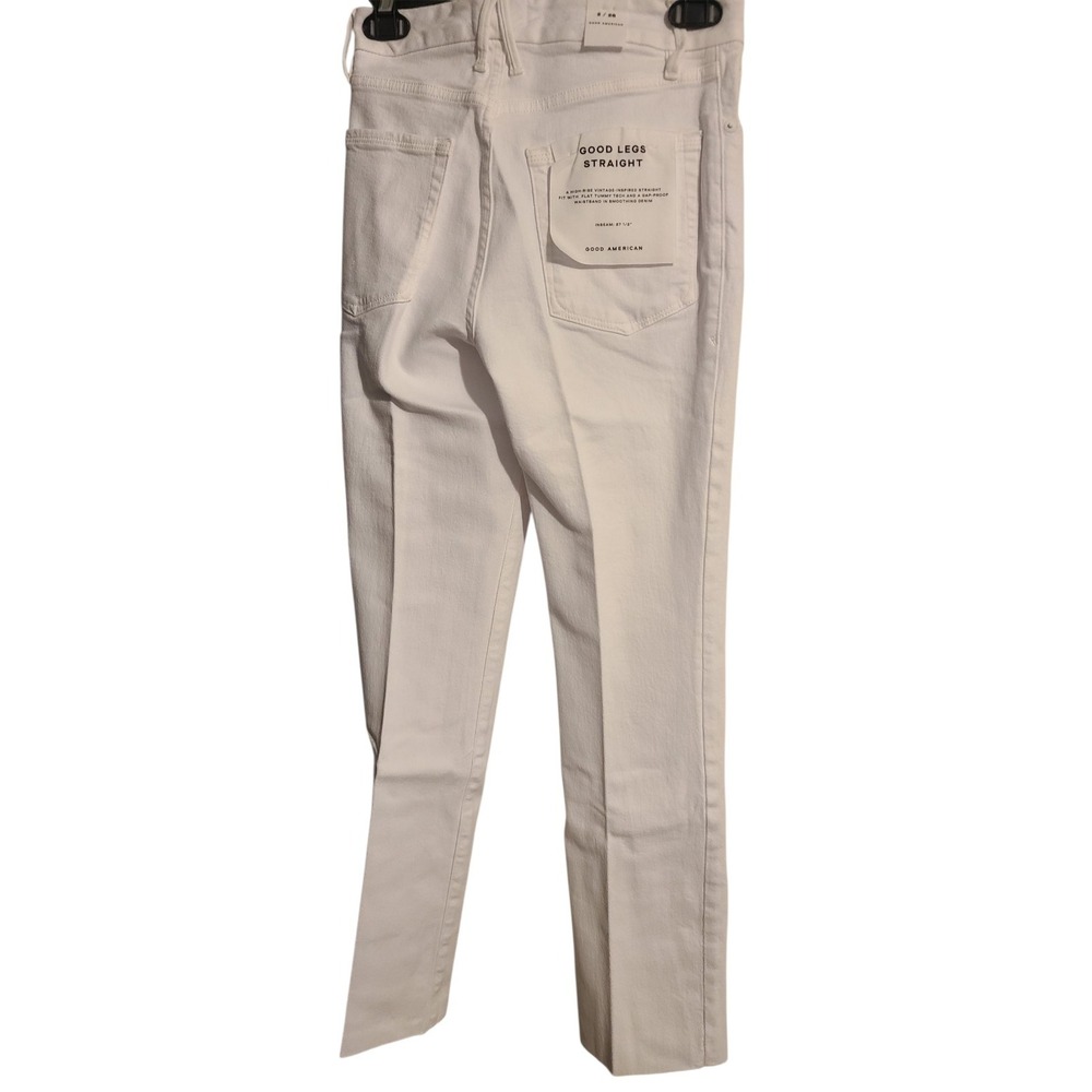 Good American Jeans Women's Good Legs Raw Hem Straight Mid Rise White-Size 2/26 - Picture 2 of 6